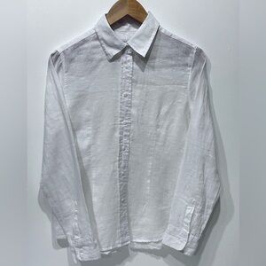 Giordano Women’s Classic White 100% Linen Button-Up Shirt Size L - Summer Top